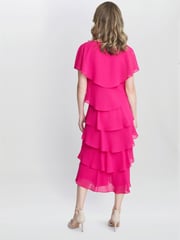 Gina Bacconi Rebecca Midi Tiered Dress With Shoulder Trim - Image 3 of 6
