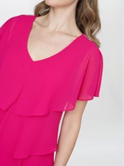 Gina Bacconi Rebecca Midi Tiered Dress With Shoulder Trim - Image 5 of 6