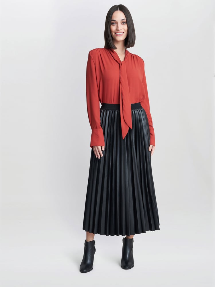 Gina Bacconi Red Shelby Pussy Bow Blouse - Image 1 of 4