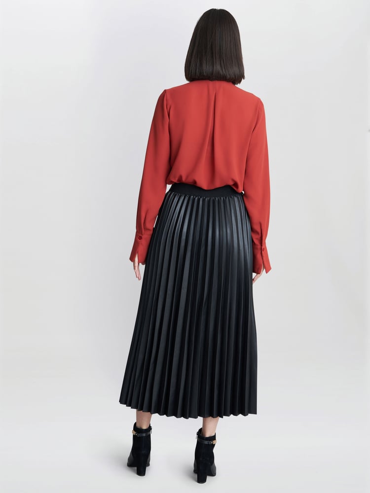 Gina Bacconi Red Shelby Pussy Bow Blouse - Image 2 of 4
