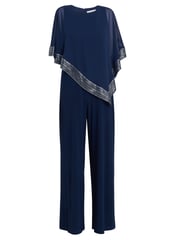 Gina Bacconi Eve Asymmetrical Cape Jumpsuit With Foil Trim - Image 5 of 5