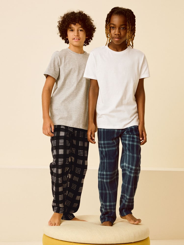 Blue/Black Check Fleece Pyjama Bottoms 2 Pack (3-16yrs) - Image 1 of 9