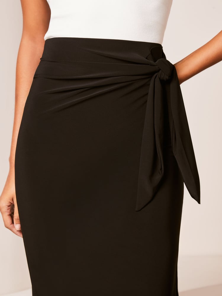 Lipsy Black Petite Wrap Midi Skirt - Image 4 of 4