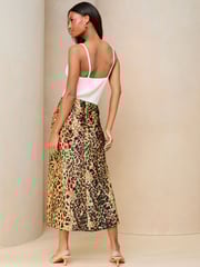 Lipsy Leopard Print Satin Bias Cut Midi Skirt - Image 2 of 4