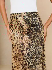 Lipsy Leopard Print Satin Bias Cut Midi Skirt - Image 4 of 4