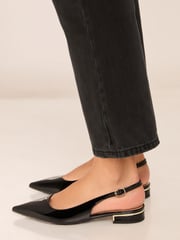 Lipsy Black Flat Pointed Faux Leather Slingback Ballerina - Image 3 of 4