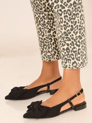 Lipsy Black Flat Slingback Bow Ballet Pump Ballerina - Image 1 of 4