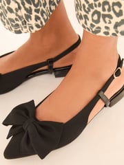 Lipsy Black Flat Slingback Bow Ballet Pump Ballerina - Image 2 of 4