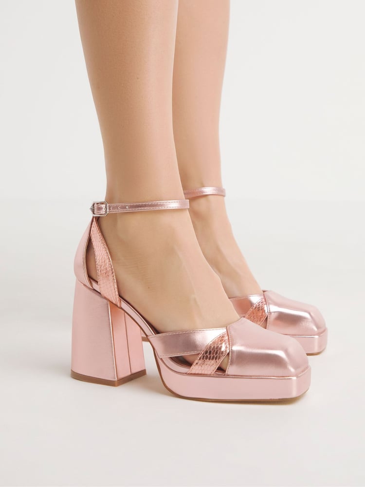 Simply Be Pink Extra Wide Fit Platform Heeled Shoes - Image 2 of 4