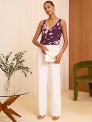 Love & Roses Berry Petite V Neck V Back Woven Vest - Image 3 of 4