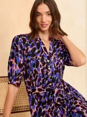 Love & Roses Animal Printed 3/4 Sleeve Midi Dress - Image 3 of 4
