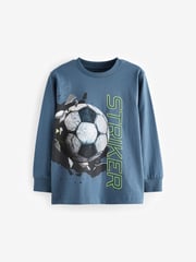 Green/Blue Football Graphic Long Sleeve T-Shirts 3 Pack (3-16yrs) - Image 5 of 8