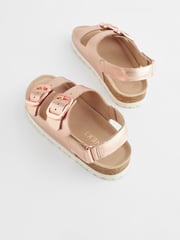 Rose Gold Leather Standard Fit (F) Two Strap Corkbed Sandals - Image 5 of 7