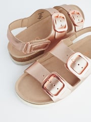 Rose Gold Leather Standard Fit (F) Two Strap Corkbed Sandals - Image 6 of 7