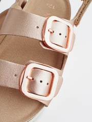 Rose Gold Leather Standard Fit (F) Two Strap Corkbed Sandals - Image 7 of 7