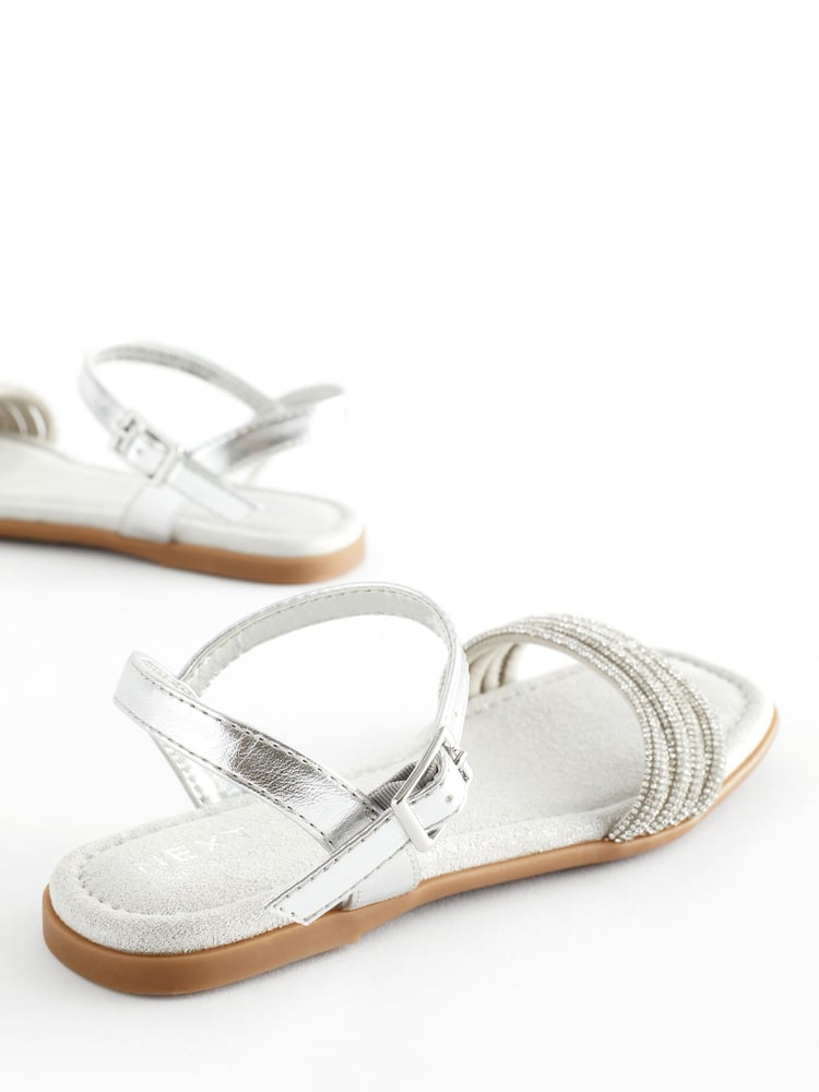 Silver Glitter Occasion Sandals - Image 2 of 5