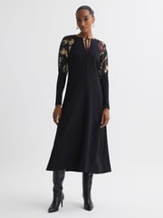 Florere Print Sleeve Midi Dress - Image 1 of 5