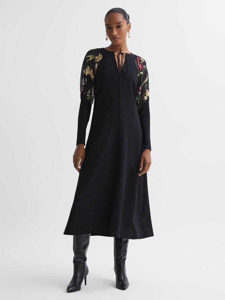 Florere Print Sleeve Midi Dress - Image 1 of 5