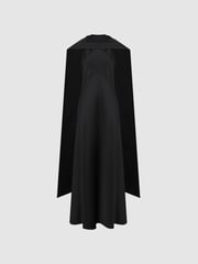 Reiss Black Keira Cape Maxi Dress - Image 2 of 6