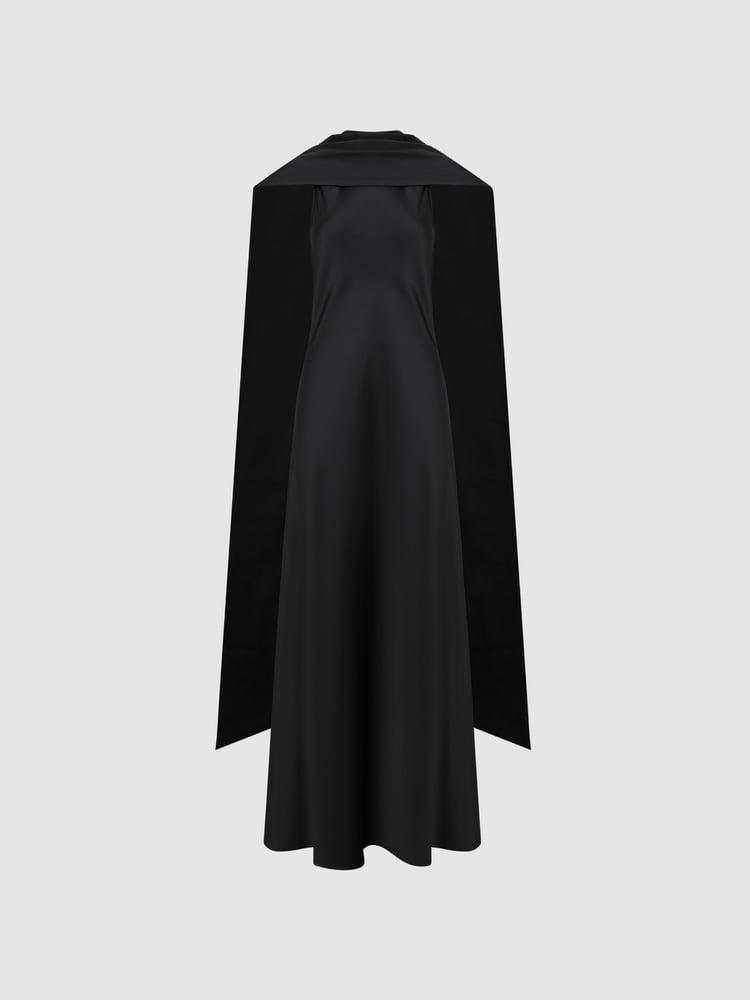 Reiss Black Keira Cape Maxi Dress - Image 2 of 6