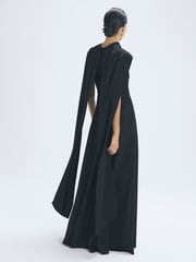Reiss Black Keira Cape Maxi Dress - Image 5 of 6