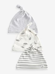 Grey Whale Baby 100% Cotton Tie Top Hats 3 Pack (0-18mths) - Image 1 of 2