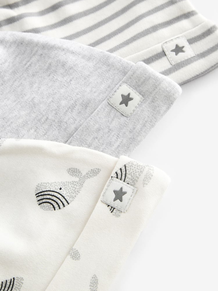 Grey Whale Baby 100% Cotton Tie Top Hats 3 Pack (0-18mths) - Image 2 of 2