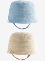 Brown/Blue Baby Bucket Hats 2 Pack (0mths-2yrs) - Image 1 of 4
