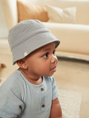 Brown/Blue Baby Bucket Hats 2 Pack (0mths-2yrs) - Image 3 of 4