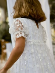 White Sequin Mesh Flower Party Dress (3-16yrs) - Image 3 of 5