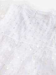 White Sequin Mesh Flower Party Dress (3-16yrs) - Image 5 of 5
