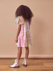 Pink/Blue/Green Rainbow Sequin Sparkle Party Dress (3-16yrs) - Image 4 of 7