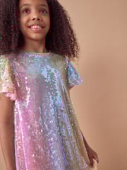 Pink/Blue/Green Rainbow Sequin Sparkle Party Dress (3-16yrs) - Image 5 of 7