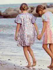 Lilac Purple/Pastel Rainbow Sequin Sparkle Party Dress (3-16yrs) - Image 2 of 5