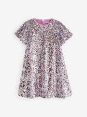 Lilac Purple/Pastel Rainbow Sequin Sparkle Party Dress (3-16yrs) - Image 3 of 5