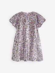 Lilac Purple/Pastel Rainbow Sequin Sparkle Party Dress (3-16yrs) - Image 4 of 5