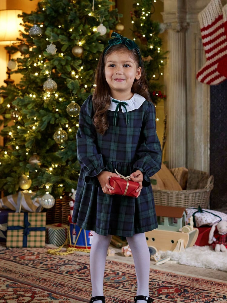 Trotters London Blue Tabitha Willow Tartan Dress - Image 1 of 5