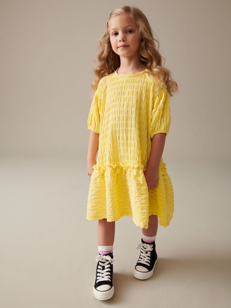Soft Yellow 3D Texture Dress (3-16yrs) - Image 1 of 8