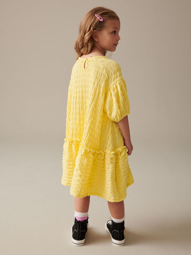 Soft Yellow 3D Texture Dress (3-16yrs) - Image 2 of 8