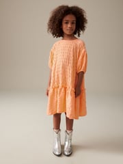 Apricot Orange 3D Texture Dress (3-16yrs) - Image 3 of 7
