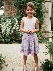 Lilac Floral Cut Out Detail Scuba Occasion Dress (1.5-16yrs) - Image 1 of 7