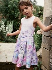 Lilac Floral Cut Out Detail Scuba Occasion Dress (1.5-16yrs) - Image 2 of 7