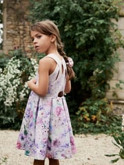 Lilac Floral Cut Out Detail Scuba Occasion Dress (1.5-16yrs) - Image 4 of 7