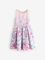 Lilac Floral Cut Out Detail Scuba Occasion Dress (1.5-16yrs) - Image 5 of 7