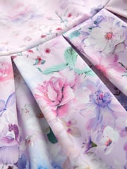Lilac Floral Cut Out Detail Scuba Occasion Dress (1.5-16yrs) - Image 7 of 7