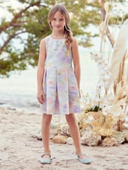 Cream Cut Out Detail Scuba Occasion Dress (1.5-16yrs) - Image 1 of 6