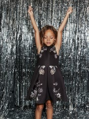 Black Dark Floral Print Scuba (3-16yrs) - Image 2 of 6