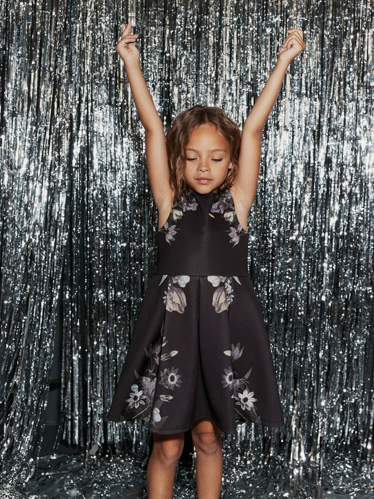 Black Dark Floral Print Scuba (3-16yrs) - Image 2 of 6