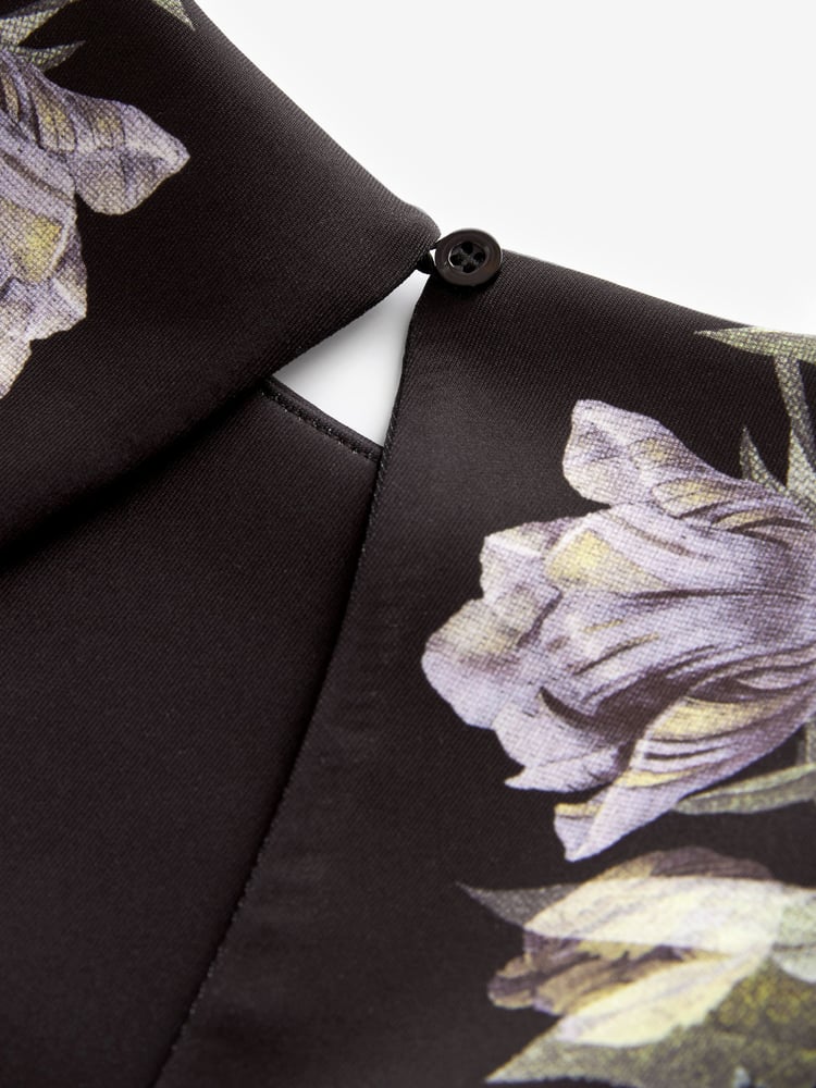 Black Dark Floral Print Scuba (3-16yrs) - Image 6 of 6