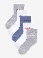 adidas White Kids Linear Ankle Socks 5 Pairs - Image 1 of 6
